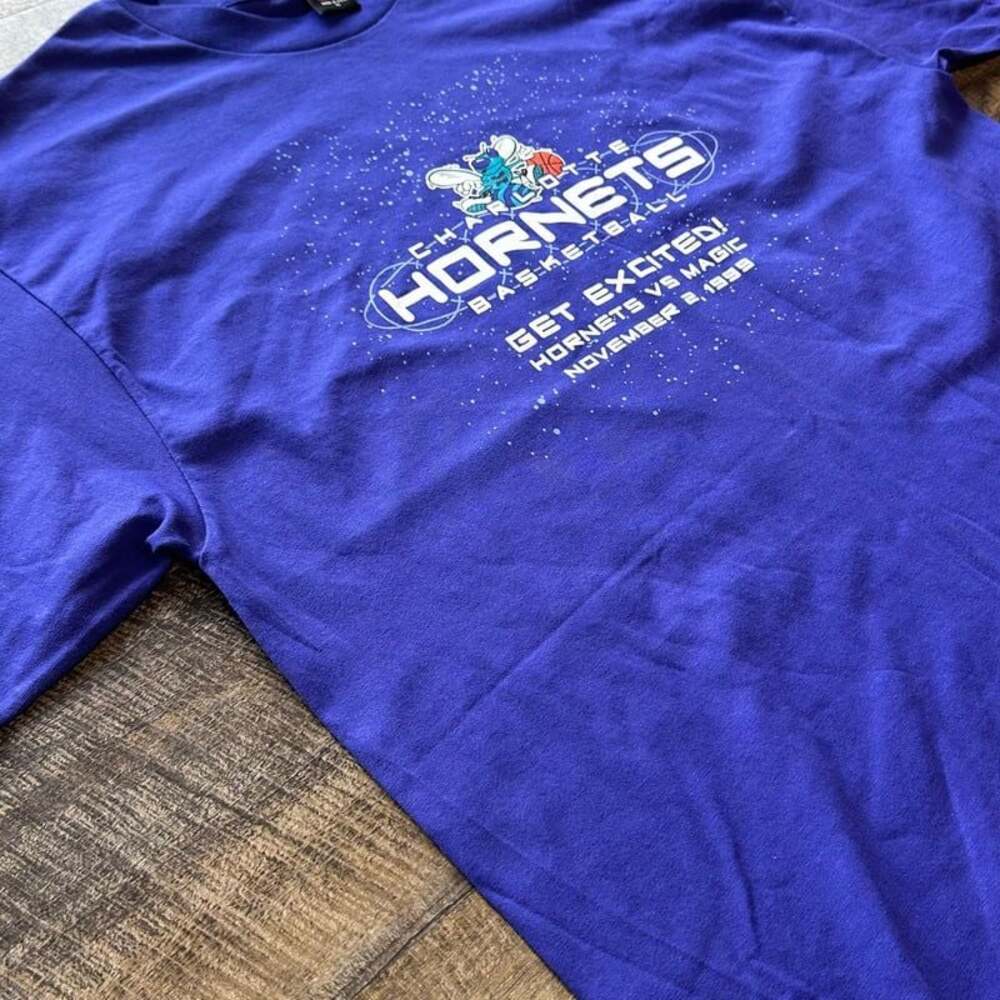 Charlotte Hornets VTG T-Shirt Single Stitch NOS 1999 Orlando Magic NBA Size XL